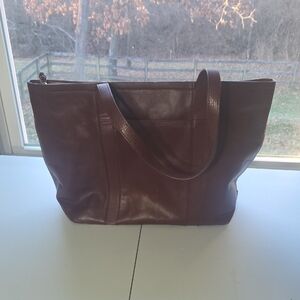 Fossil Rich Brown Leather Tote